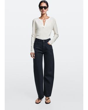 MASSIMO DUTTI Jeans Barrel Fit A Vita Alta - Blu