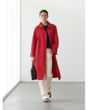 MASSIMO DUTTI Technical Cotton Trench Coat - Red