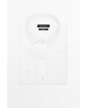 MASSIMO DUTTI Slim Fit 100% Cotton Oxford Shirt - White