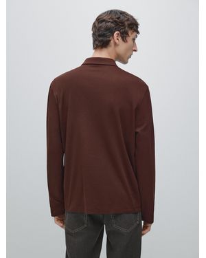 MASSIMO DUTTI Polo Manga Larga Botón Snap - Marrón
