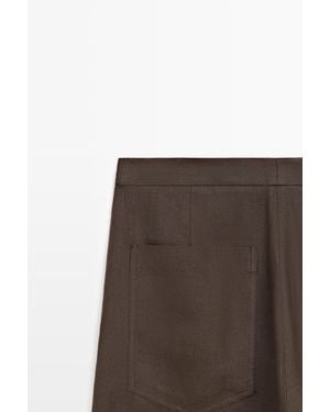 MASSIMO DUTTI Flowing Linen Trousers - Brown