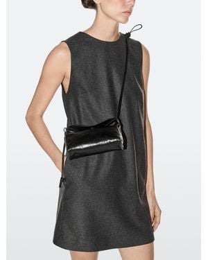 MASSIMO DUTTI Nappa Leather Shoulder Bag Pouch - Black