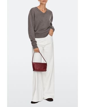 MASSIMO DUTTI Nappa Leather Shoulder Bag - Red