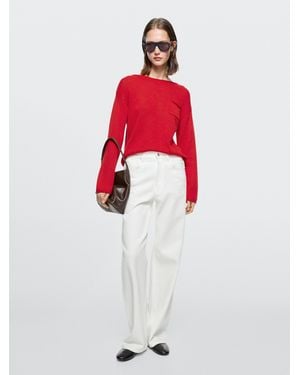MASSIMO DUTTI High-Waist Wide-Leg Jeans - Red
