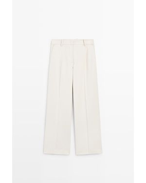 MASSIMO DUTTI Soepelvallende Broek Met Wijde Pijpen - Wit