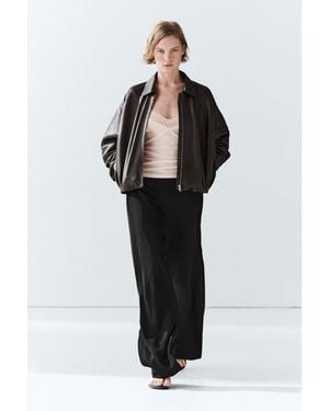 MASSIMO DUTTI Flowing Straight-Leg Pants - Black