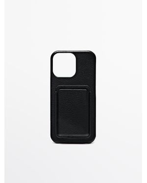 MASSIMO DUTTI Nappaleren Iphone Pro Max Hoesje - Zwart