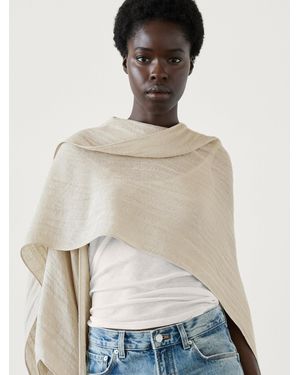 MASSIMO DUTTI Long Asymmetric Linen Blend Cape - Natural