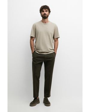 MASSIMO DUTTI Short Sleeve Cotton Blend T-Shirt - Natural