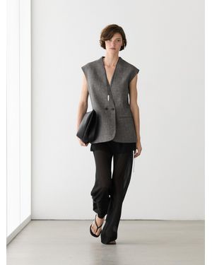 MASSIMO DUTTI Linen Vest With Defined Shoulders - White
