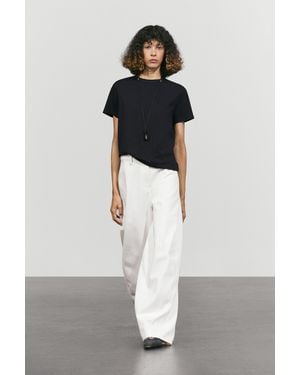 MASSIMO DUTTI Camiseta Manga Corta 100% Algodon - Negro