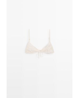MASSIMO DUTTI Geborduurde Bralette Met Strikdetail - Wit