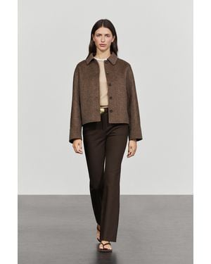 MASSIMO DUTTI Abrigo Corto Detalle Botonadura - Marrón