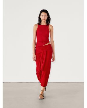 MASSIMO DUTTI Ribbed Knit Co-Ord Top - Red