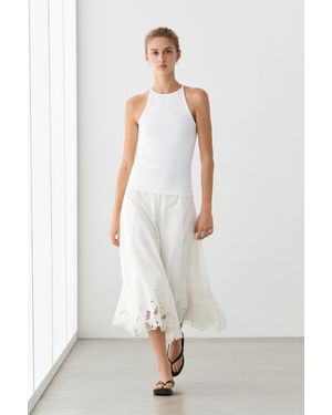 MASSIMO DUTTI Cotton Blend Halter Top - White