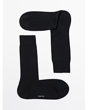 MASSIMO DUTTI Ribbed Smart Socks - Black