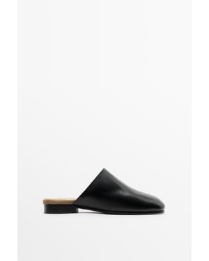 MASSIMO DUTTI Soft Leather Mule - Black
