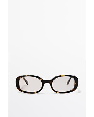 MASSIMO DUTTI Oval Tortoiseshell-Effect Sunglasses - Black