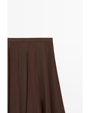 MASSIMO DUTTI Flowing Flared Midi Skirt - Brown