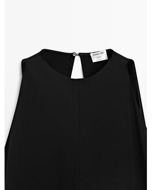 MASSIMO DUTTI Pleated Midi Dress - Black