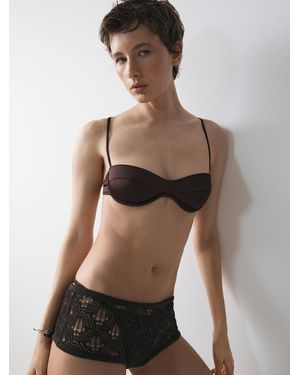 MASSIMO DUTTI Bandeau Top With Underwire And Seam Detail - Brown