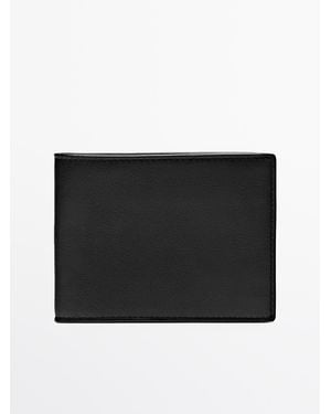 MASSIMO DUTTI Horizontal Nappa Leather Wallet With Purse - Black