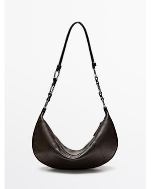 MASSIMO DUTTI Kleine Nappaleren Tas - Zwart