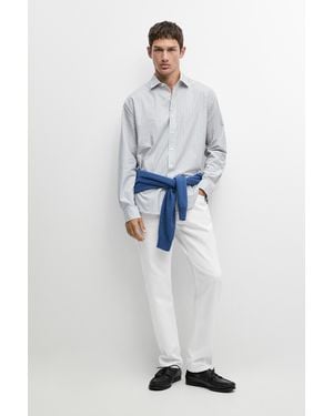MASSIMO DUTTI 100% Cotton Regular Fit Check Shirt - Grey