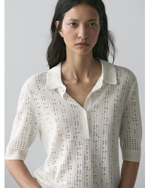 MASSIMO DUTTI Knit Jumper With A Polo Collar - Grey