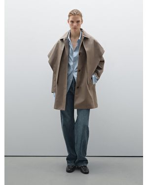 MASSIMO DUTTI Trench Coat With Detachable Scarf Detail - Grey