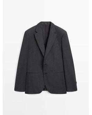 MASSIMO DUTTI 100% Wollen Kostuumblazer - Zwart
