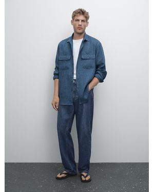 MASSIMO DUTTI Camisa Regular Fit Delavé - Azul