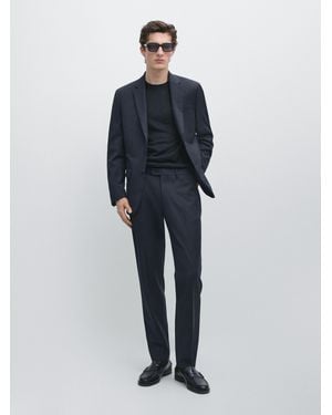 MASSIMO DUTTI Cool Wool Suit Pants - Blue
