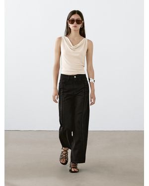 MASSIMO DUTTI High-Waist Wide-Leg Jeans With Seam Details - White