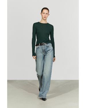 MASSIMO DUTTI Langarmshirt Aus Wollgemisch - Grün