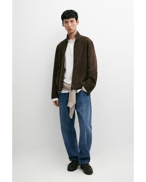 MASSIMO DUTTI Suede Leather Jacket - Brown