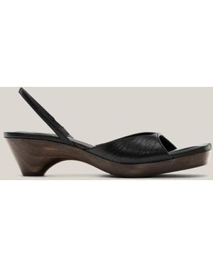 MASSIMO DUTTI Wood Heel Sandal - Black