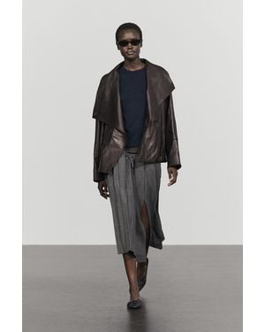 MASSIMO DUTTI Wool-Blend Pleated Midi Skirt - Grey