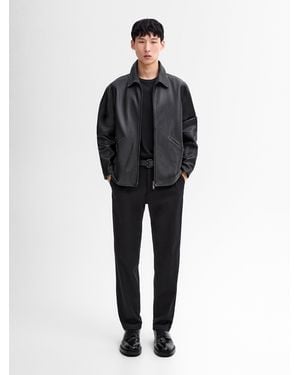 MASSIMO DUTTI Nappa Leather Jacket - Black