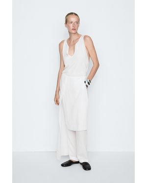MASSIMO DUTTI Asymmetric Striped Skort - White