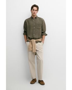 MASSIMO DUTTI Regular Fit Shirt With Pocket Detail - Green
