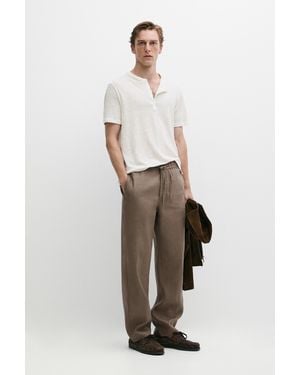 MASSIMO DUTTI Pantalón Relaxed Fit 100% Lino - Multicolor