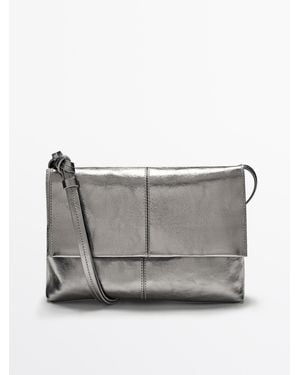 MASSIMO DUTTI Bolso Mini Flap Napa Craquelada - Gris