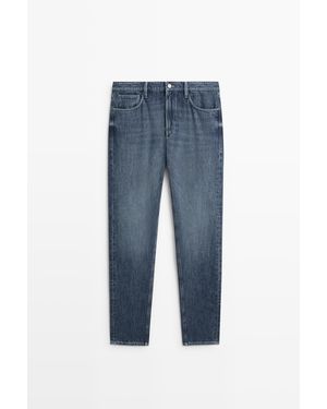 MASSIMO DUTTI Slim Fit Stone Wash Jeans - Blauw