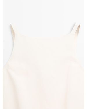 MASSIMO DUTTI Boat Neck Mini Dress - Natural