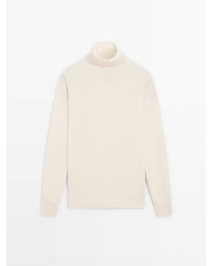 MASSIMO DUTTI Tricot Trui Met Rolkraag Van Wolmix - Wit