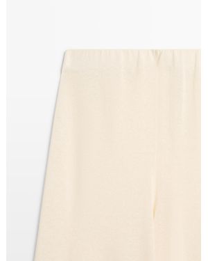 MASSIMO DUTTI Flowing Wide-Leg Pants, Total Look - Natural