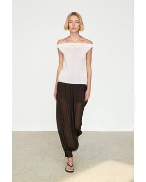MASSIMO DUTTI Ribbed Knit Bandeau Top - Natural