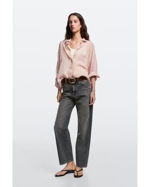 MASSIMO DUTTI High-Waist Straight-Leg Jeans - Grey