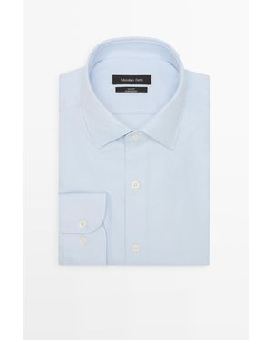 MASSIMO DUTTI Slim Fit 100% Cotton Oxford Shirt - Grey